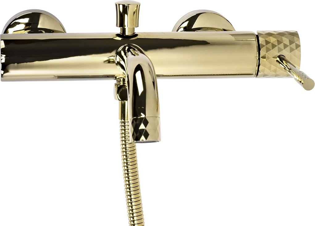 Rea Lungo Diamond, vaňová batéria s ručnou sprchovou súpravou, zlatá lesklá, REA-B6448