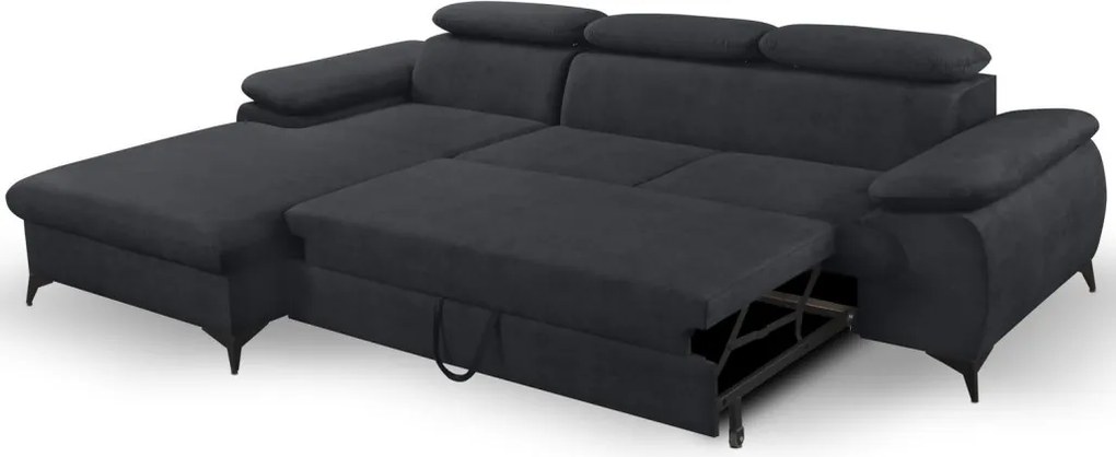 Rohová sedacia súprava Scala, antracitová šedá látka, ľavý roh