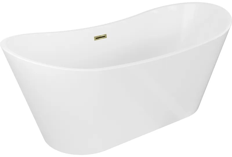 Mexen Montana, voľne stojaca vaňa 170 x 80 cm, biela, zlatý lesklý prepad, 52011708000-50