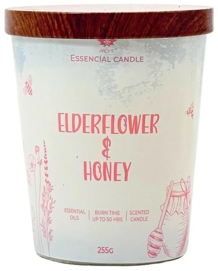Sviečka Arome v skle s kovovým viečkom 255gElderflower & Honey