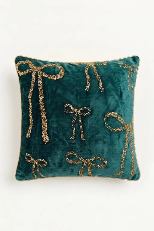 Obliečka na vankúš BLINK BOW fľašovo zelená 45x45 cm