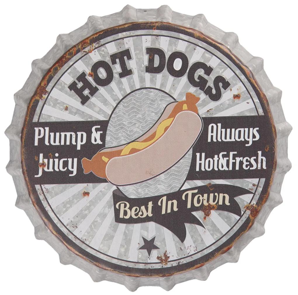 Kovová guľatá ceduľa Hot Dogs - Ø33 * 5 cm