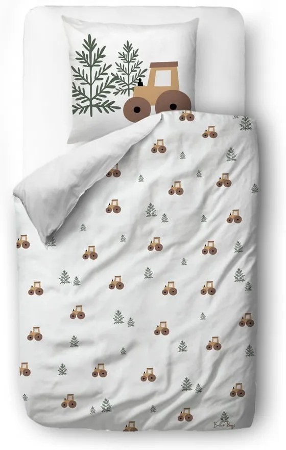 Detské obliečky na jednolôžko z bavlneného saténu 140x200 cm Winter Tractor - Butter Kings