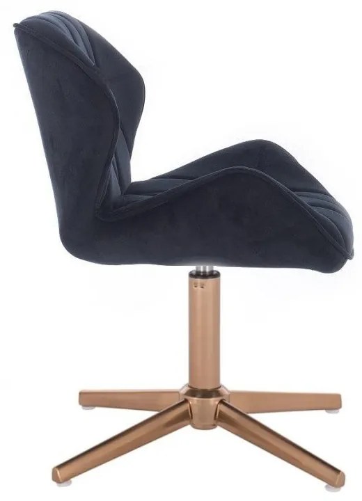LuxuryForm DESIGN Stolička MILANO VELUR na zlatom kríži - čierna