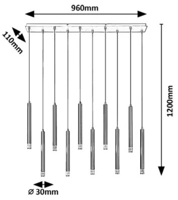 Rabalux 72364 - Luster na lanku RAMIRA 10xG9/5W/230V čierna