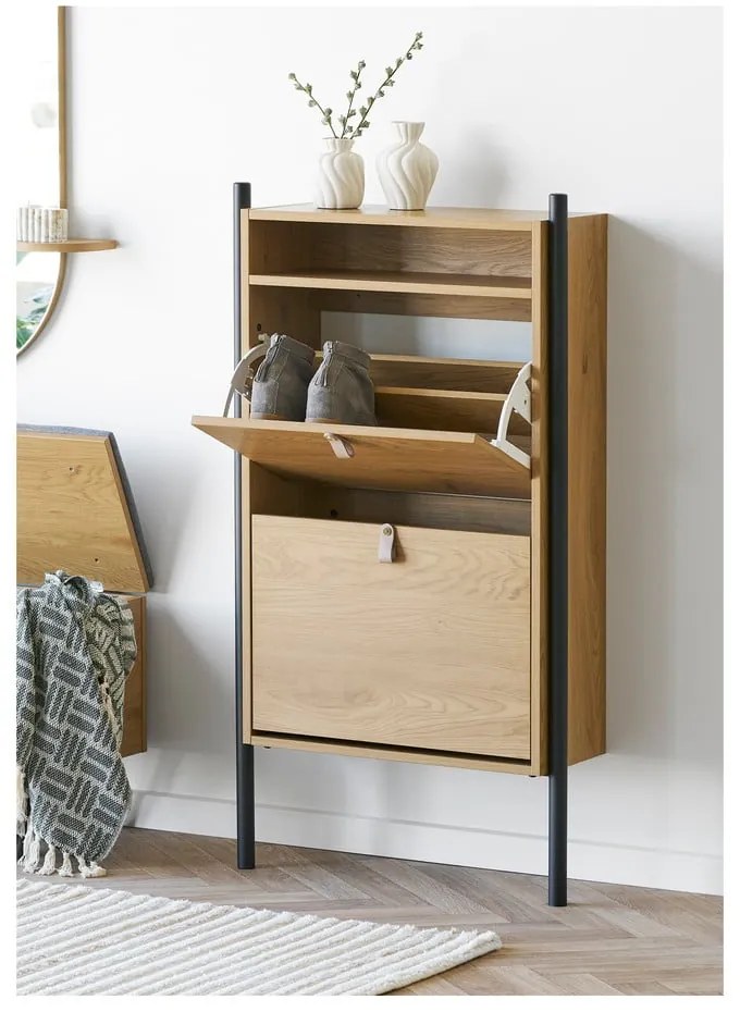 Výklopná skrinka na topánky v dekore duba v prírodnej farbe 62x118x26 cm Barco – House Nordic