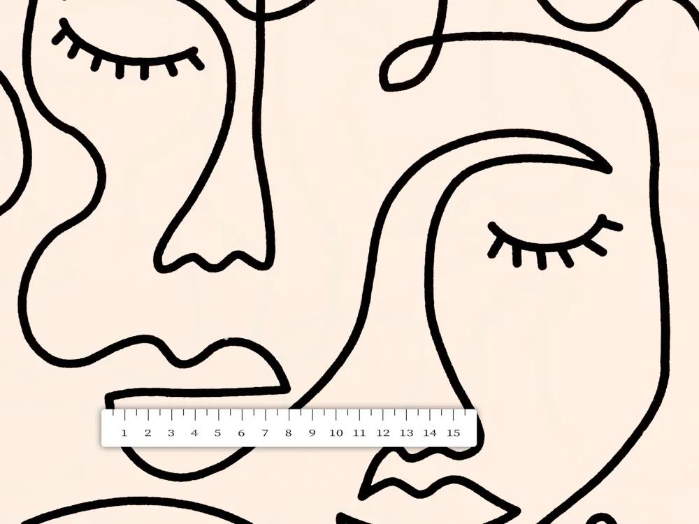 Biante Bavlnený štvorcový obrus Sandra SA-397 Abstraktné tváre na telovom 110x110 cm