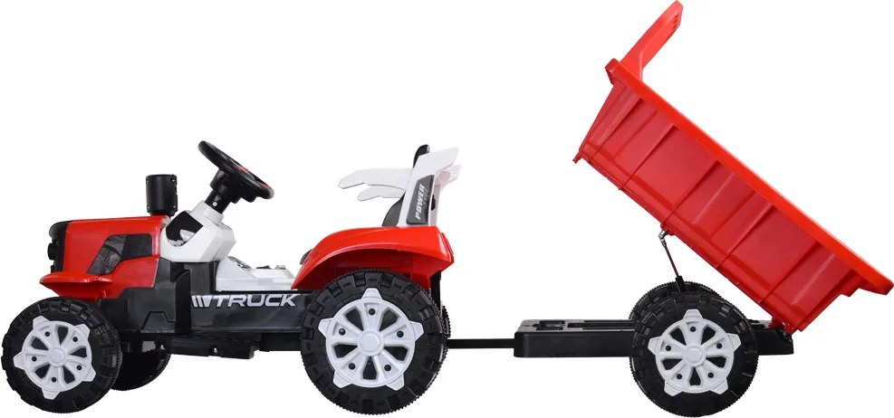 JOKOMISIADA Traktor s prívesom na akumulátor, svietiaci, červený PA0234