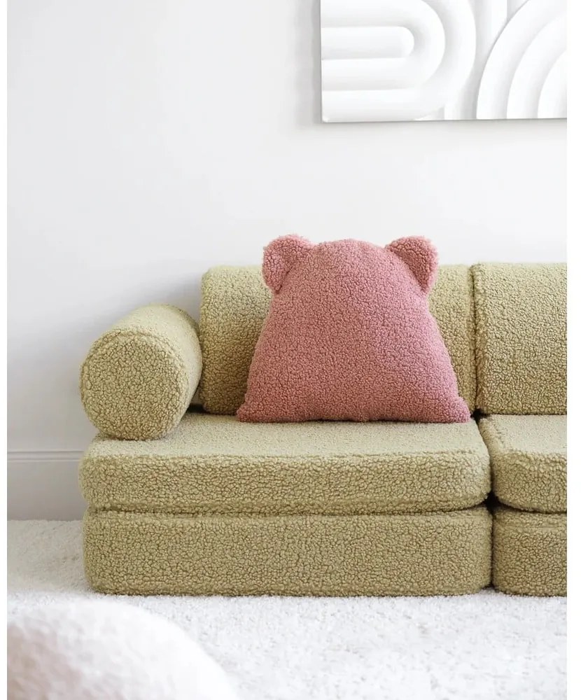 Ružový detský pohovkový vankúš z textílie buklé Bear – Wigiwama