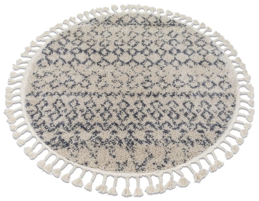 Dywany Lusczow Okrúhly shaggy koberec BERBER AGADIR krémový, velikost kruh 120
