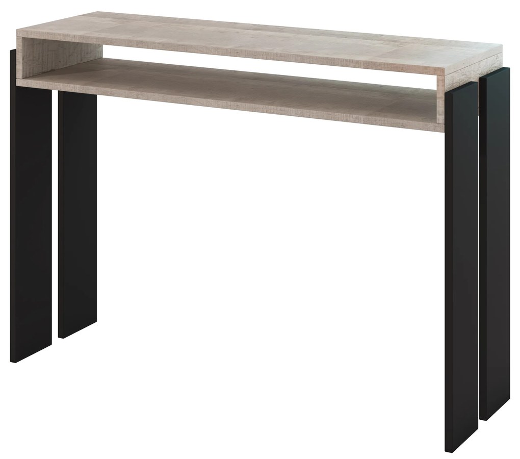 Konzolový stolík Ramea (dub platinum grange + čierna). Vlastná spoľahlivá doprava až k Vám domov. 1055238