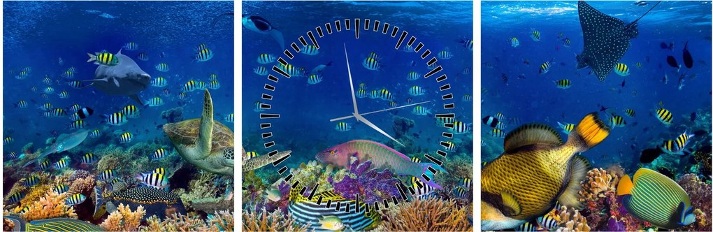 Obraz - Oceán (s hodinami) (90x30 cm)
