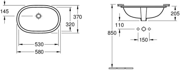 Villeroy & Boch 416250R1 - Zapustené umývadlo O.NOVO 53x32 cm keramika/biela