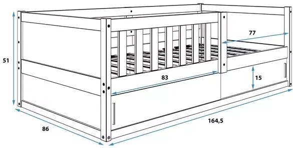 Detská posteľ  SMART II, Rozmer 80 x 160 cm