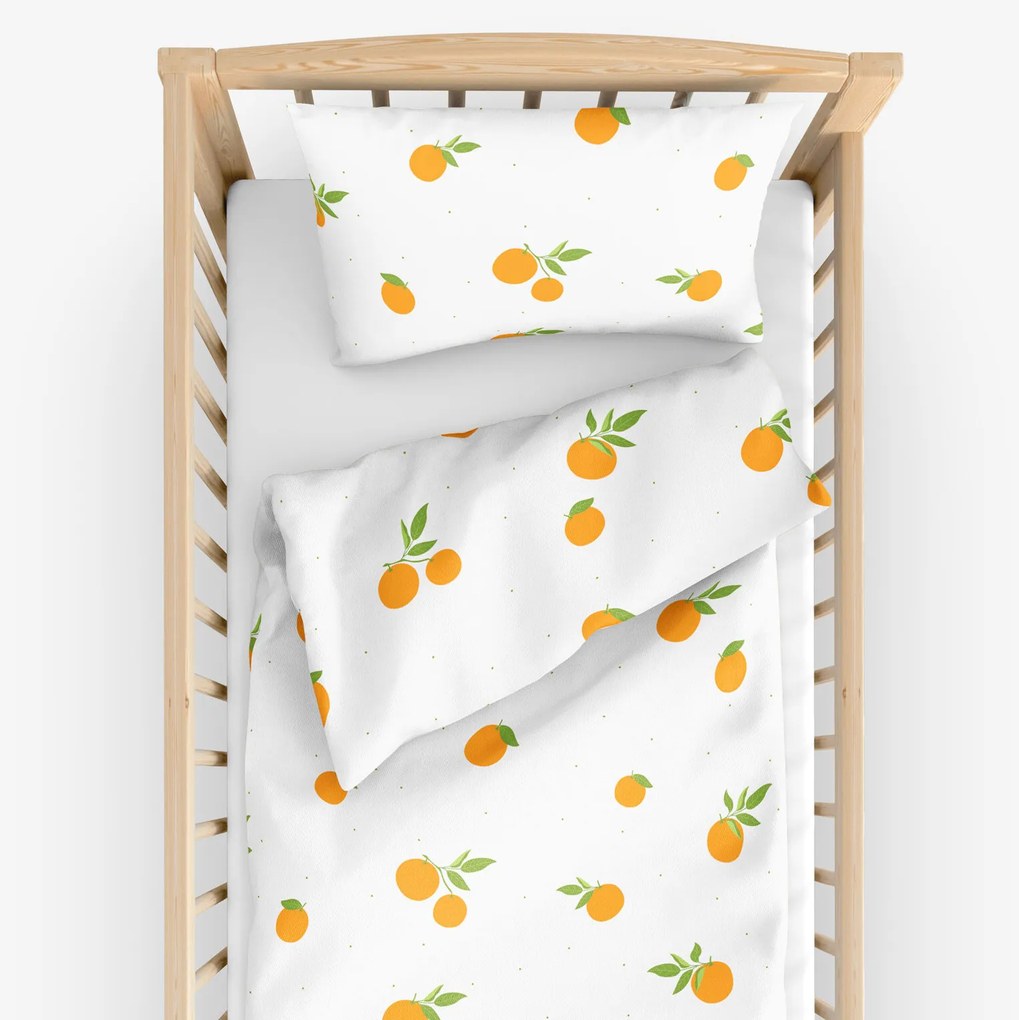 Goldea detské bavlnené obliečky do postieľky - pomaranče 100 x 135 a 40 x 60 cm