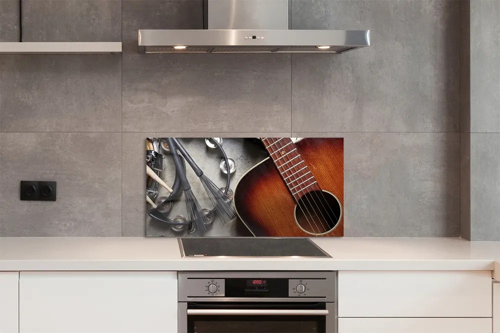 Sklenený obklad do kuchyne Gitara Mikrofón tyčinky 125x50 cm