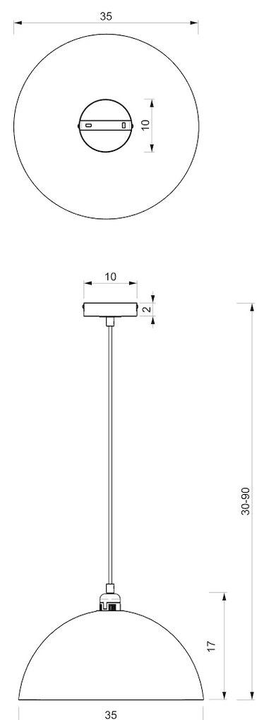 Závesné svietidlo Beta, 1x zlaté/biele kovové tienidlo, (fi 35cm), w