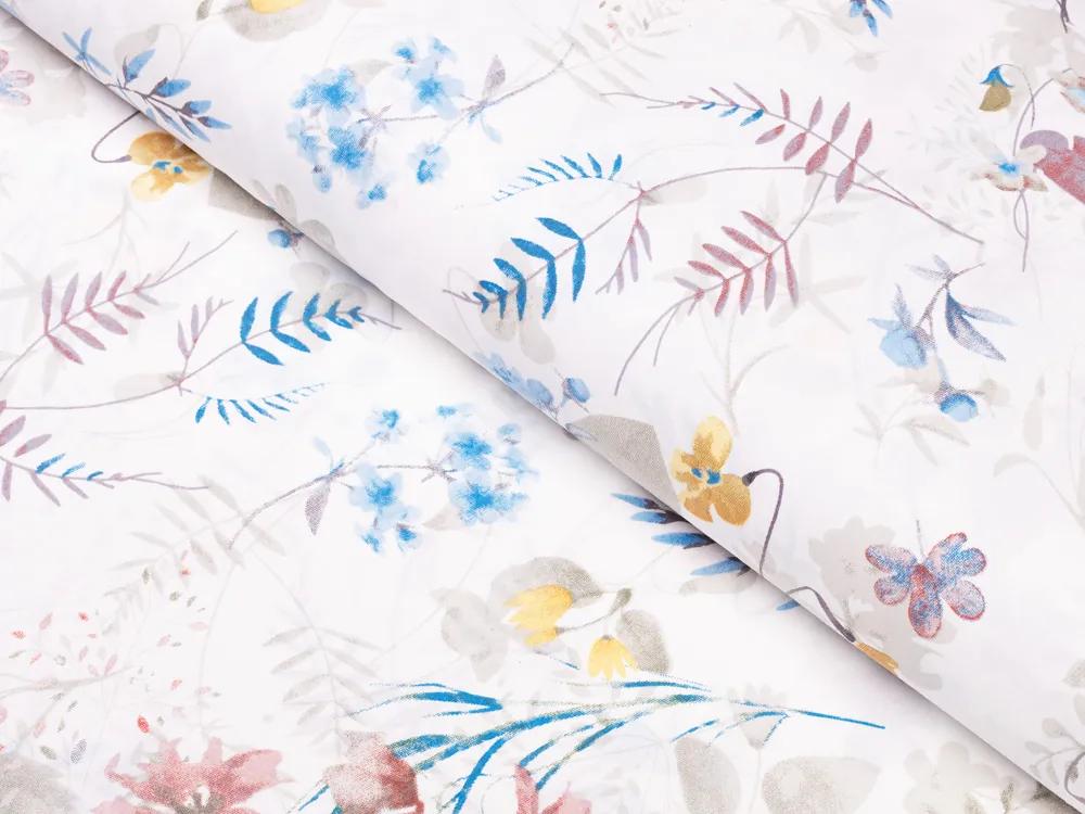 Biante Bavlnené posteľné obliečky Sandra SA-290 Farebné lučne kvety na bielom Jednolôžko 140x200 a 70x90 cm