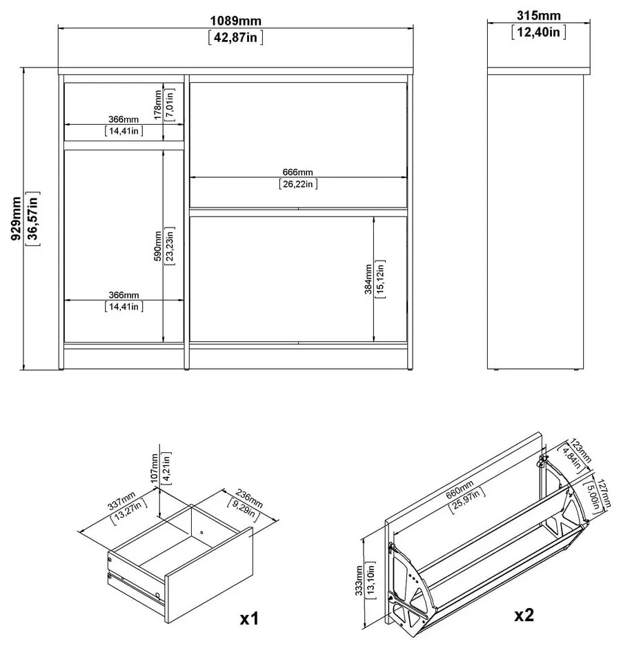 Výklopná skrinka na topánky v dekore duba v prírodnej farbe 109x93x32 cm Naia – Tvilum