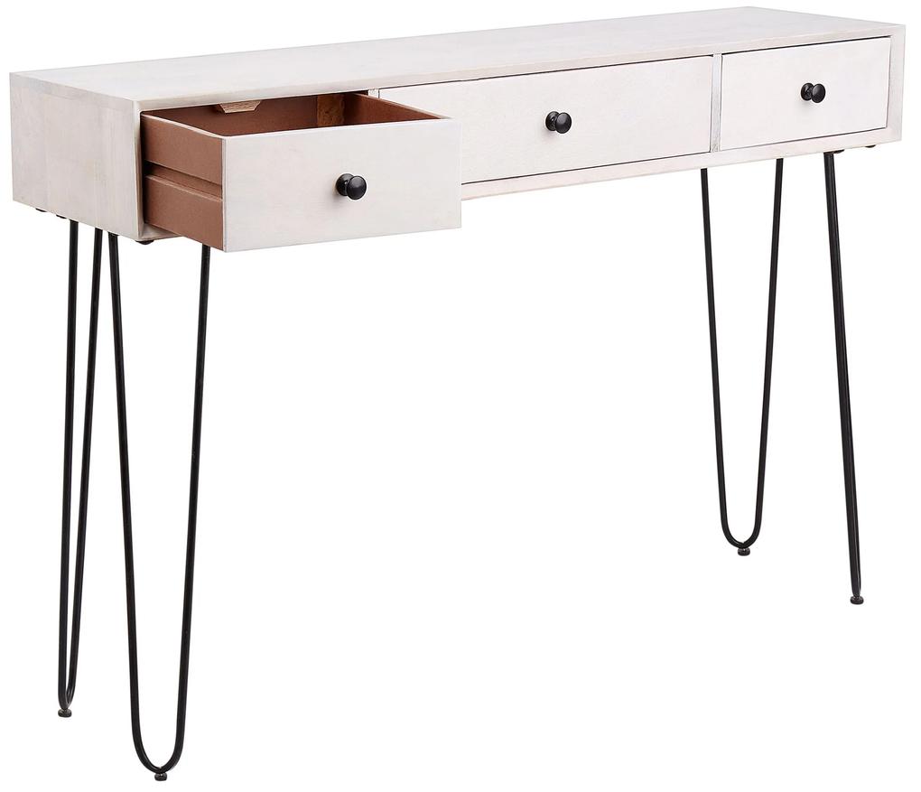 Konzolový stolík z mangového dreva s 3 zásuvkami biely MINTO Beliani