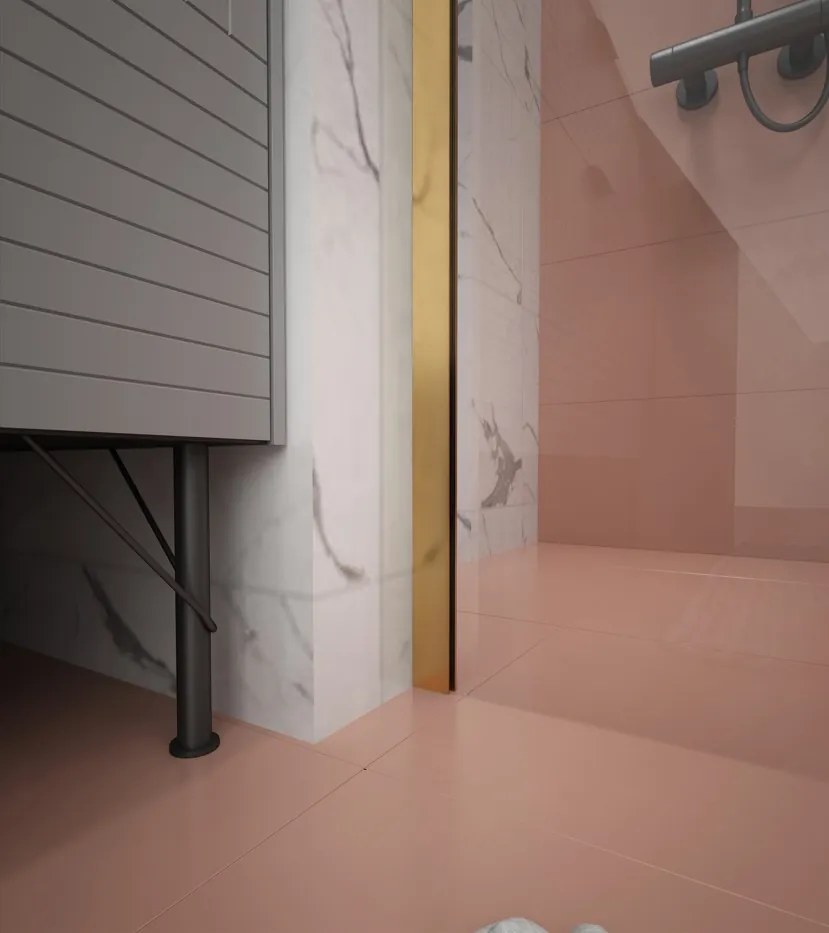 Erga Paris, sprchová zástena Walk-In 160x200 cm, 8mm číre sklo, zlatý matný profil, ERG-V02-PARIS-160x200-CL-GB