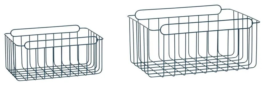 Súprava 3 modrých úložných košíkov Hübsch Wire Azul