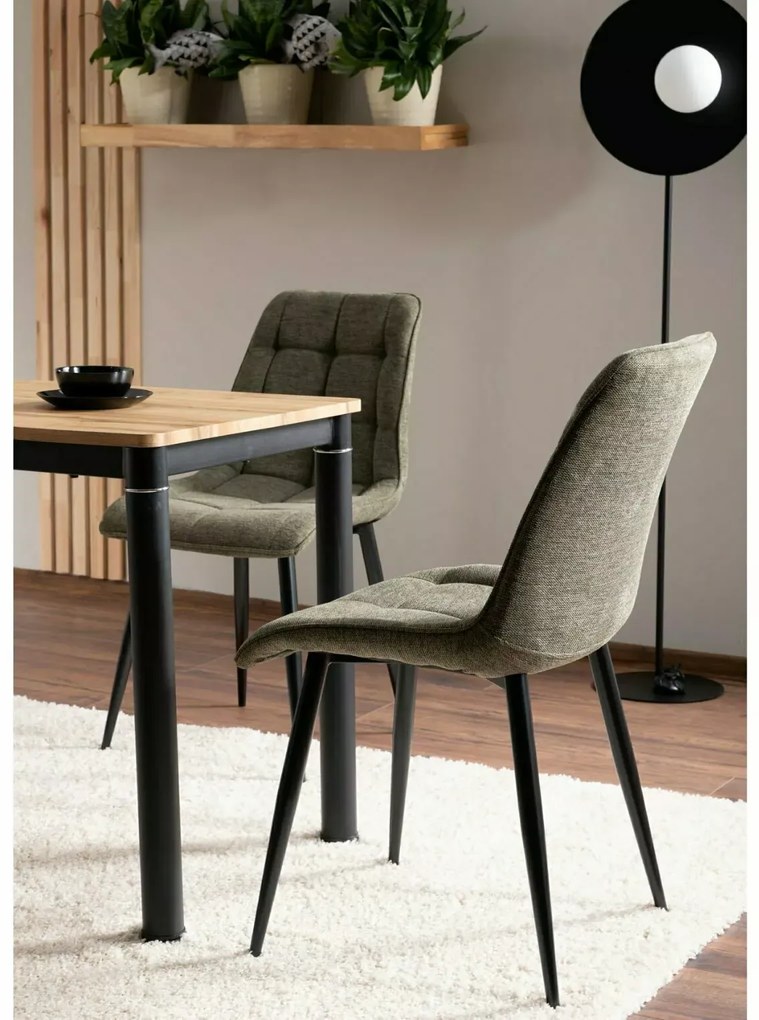 Čierny jedálenský stôl DAMAR 100x60 cm, dekor dub artisan