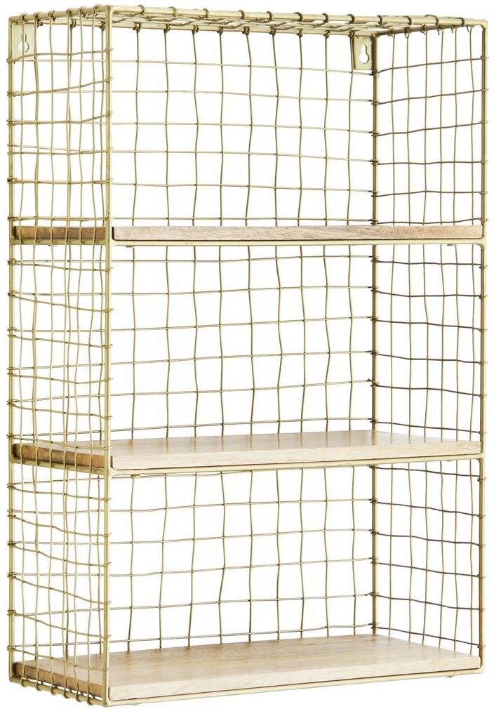 MADAM STOLTZ Drôtená polica Brass and Mango Wood