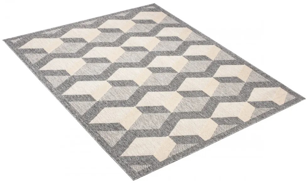 Kusový koberec 3D sivo krémový 200x300cm