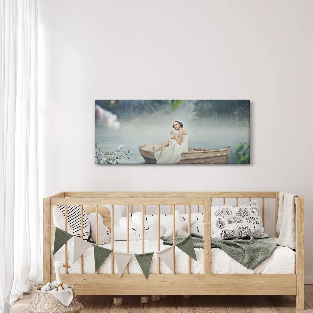 Obraz - Žena na loďke (120x50 cm)