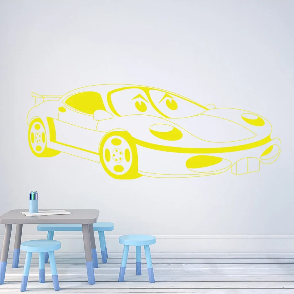 Veselá Stena Samolepka Detské autíčko Porsche Farba: bílá, Veľkosť: 60 x 27 cm