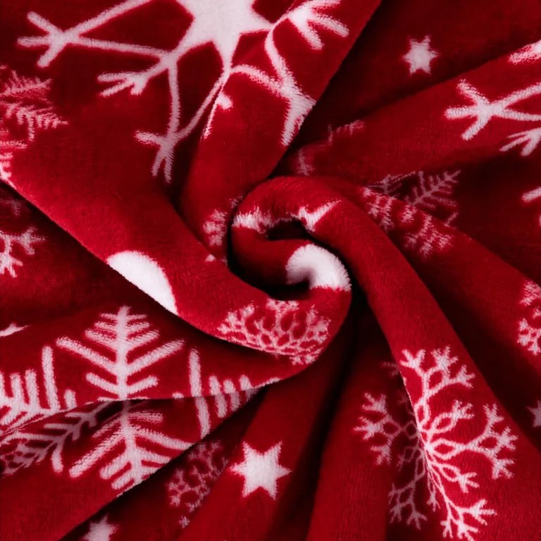 Baránková mikinová deka s rukávmi a kapucňou SNOWFALL, červená