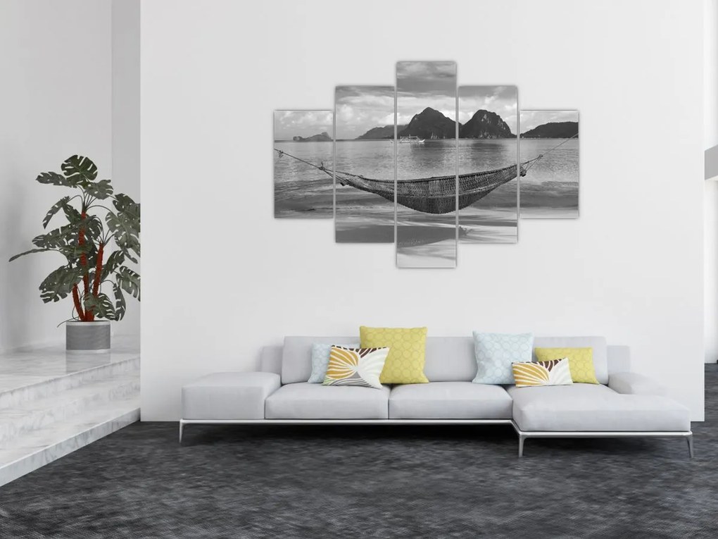 Obraz - Hojdacia sieť na pláži (150x105 cm)