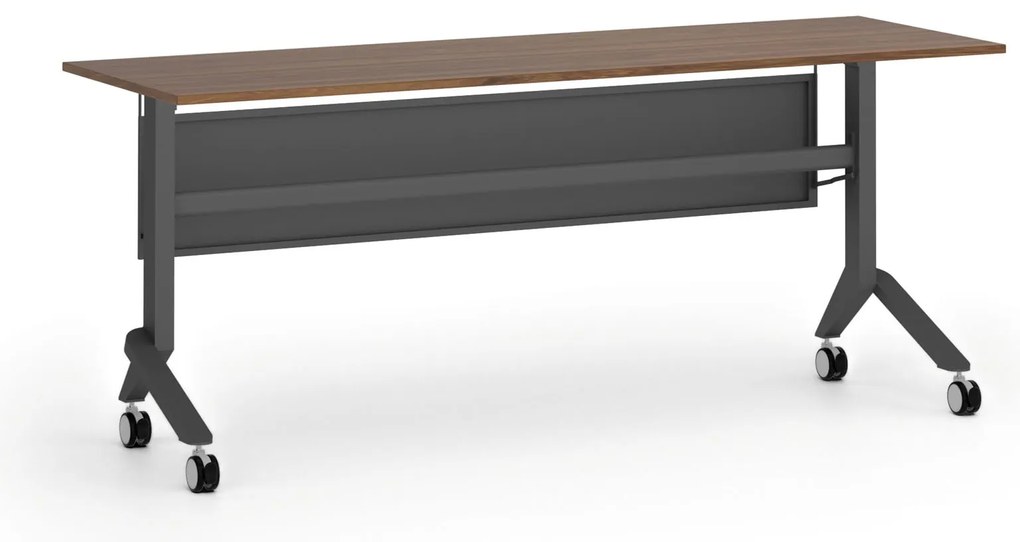 Mobilný stôl PRIMO MOVE, 180x60 cm, čierna podnož, orech