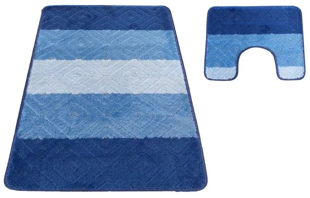 Sada kúpeľňových koberčekov Montana s výrezom 03N modrá
