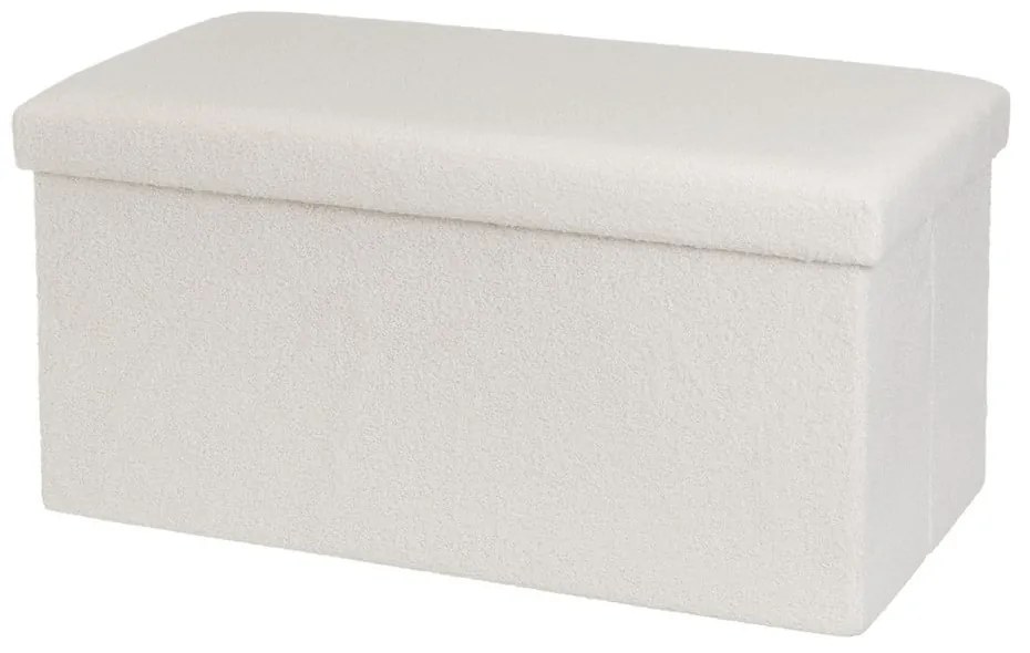 Biely taburet z textílie buklé Ecru – Casa Selección