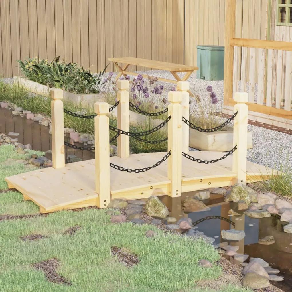 Záhradný mostík s reťazovým zábradlím 150x67x56cm masívny smrek 363357