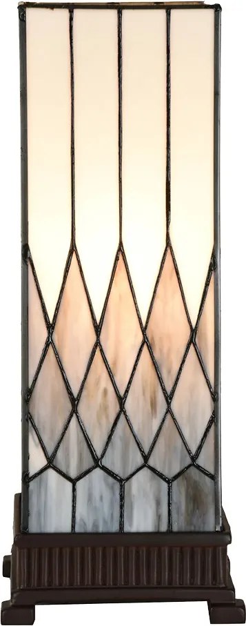 Bielo-šedá stolná lampa Tiffany Paulette - 17*17*43 cm E27/ 1*40W