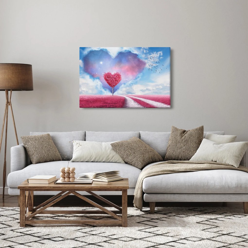 Obraz - Ružový strom srdca (90x60 cm)