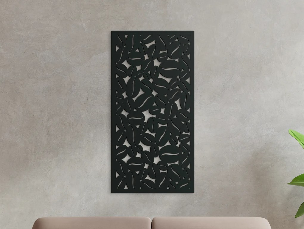 drevko Drevený obraz Kávové zrná Rozmer obrazu: 44,5 x 22,5 cm, Farba dekorácie: Čierna