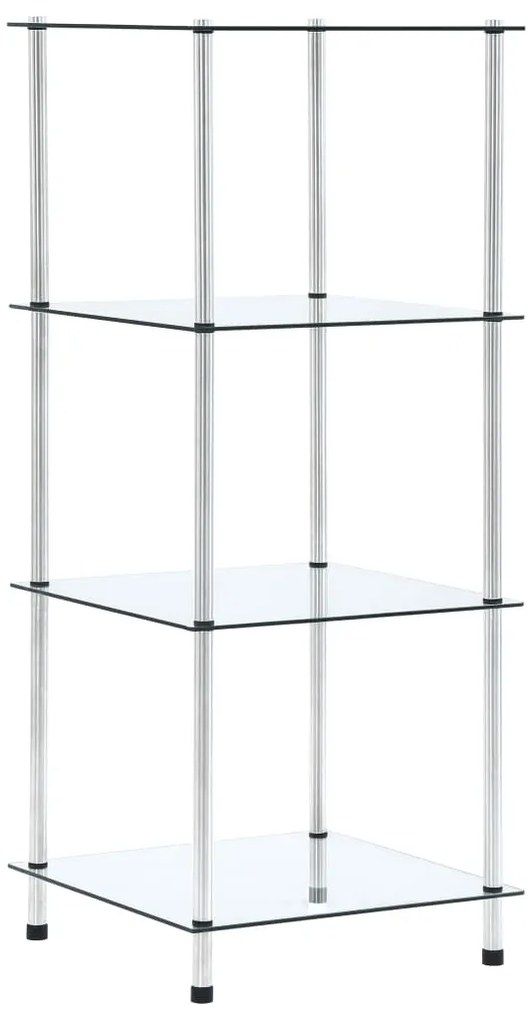 vidaXL Regál so 4 policami, priehľadný 40x40x100 cm, tvrdené sklo