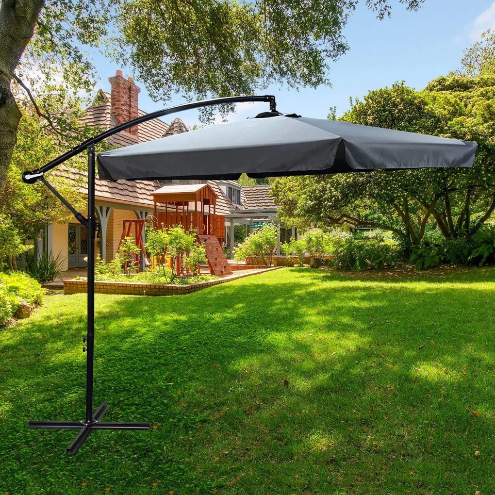 Záhradný slnečník CYNIA s bočnou nohou 300 cm tmavošedý