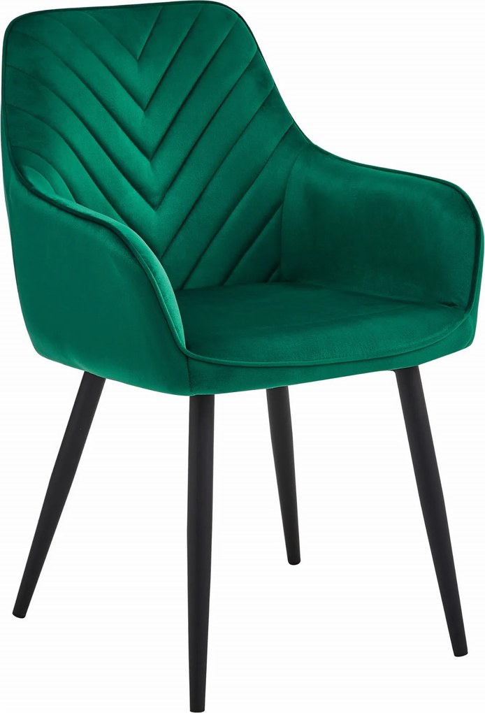 Otočné kreslo NANA -tmavozelený zamat / čierne nohy