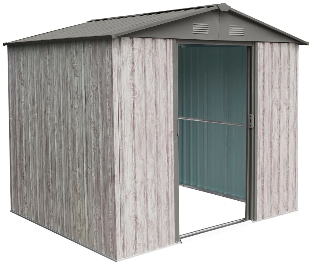 Záhradný domček BestBerg ZDB-4SD / 4,1 m² / 236 x 174 x 206 cm / biele drevo / sivá
