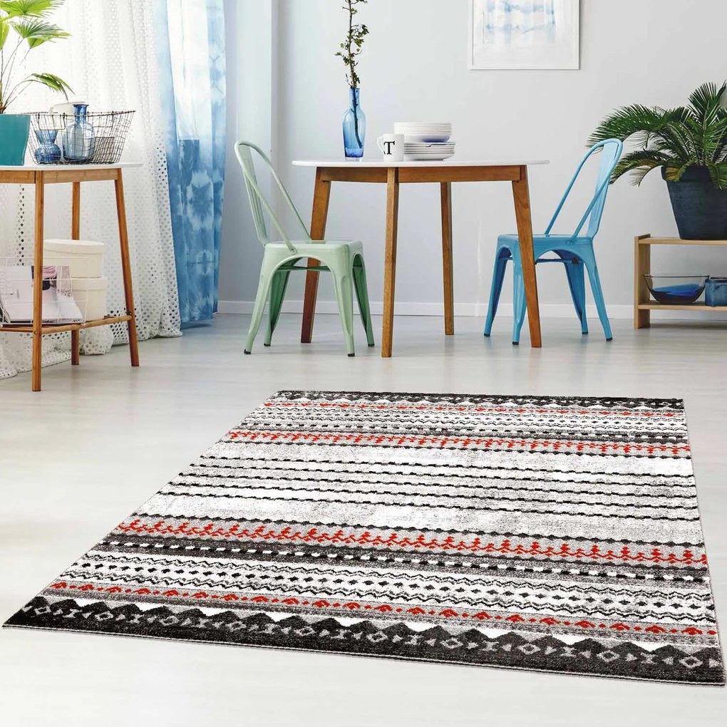 Dekorstudio Moderný koberec MODA SOFT sivo červený 1136 Rozmer koberca: 80x300cm