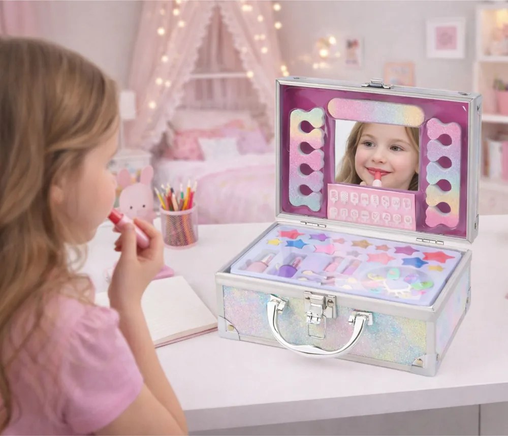 LEAN Toys Kozmetická sada Glitter Darčeková truhlica Kozmetika na nechty Make-up Morská panna