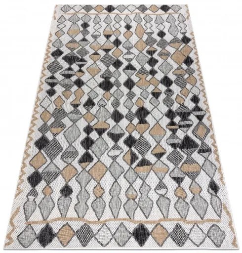 Dywany Łuszczów Kusový koberec Cooper Sisal Diamonds 22217 ecru/black – na von aj na doma - 140x190 cm