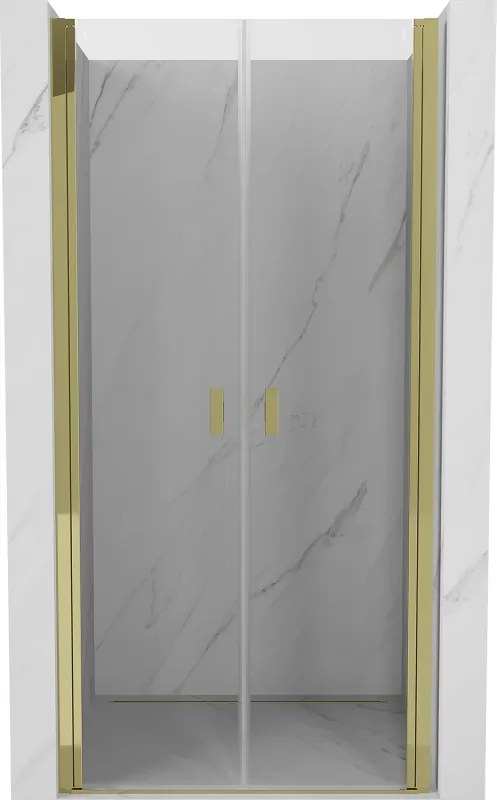 Mexen MIST, 2-krídlové sprchové dvere (d+d) 85x200 cm, 6mm číre sklo, zlatý lesklý profil, 8A7-085-000-50-00