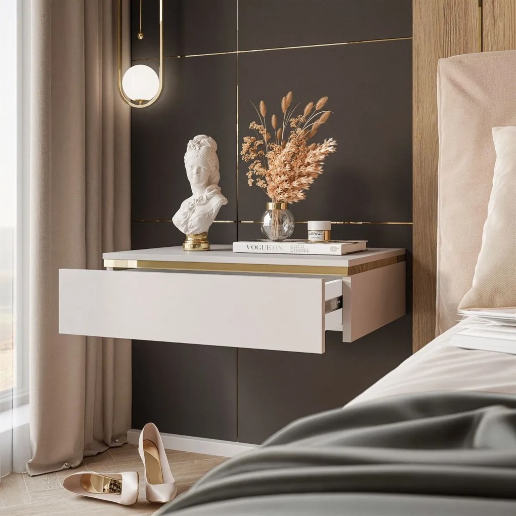 ZÁVESNÝ NOČNÝ STOLÍK NESSIE KAŠMÍR + ZLATÝ