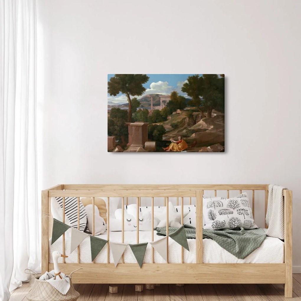 Obraz - Nicolas Poussin, Landscape with Saint John on Patmos, reprodukcia (90x60 cm)